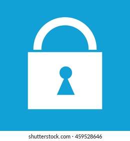 White padlock icon vector. Blue background