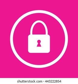 White padlock icon vector. Pink background