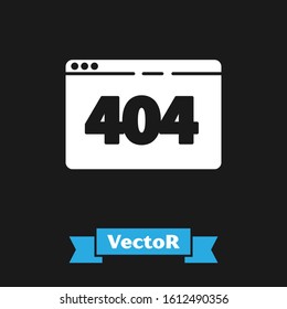 White Page with a 404 error icon isolated on black background. Template reports that the page is not found.  Vector Illustration