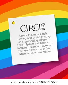 White page of paper for text on summer rainbow background. Vector background Template for poster or flyer. 