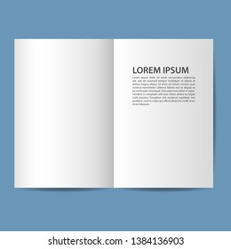 White Page Template of Book Realistic Vector Illustration, White Page Template