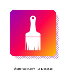 White Paint brush icon isolated on white background. Square color button. Vector Illustration