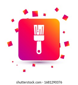 Icono de pincel blanco aislado en fondo blanco. Botón Color cuadrado. Ilustración vectorial
