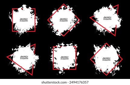 White paint brush strokes isolated on black background. Elegant watercolour set. Textured effect bundle. Graphic design elements grungy painted style concept for ads, offer, big, mega, or flash sale