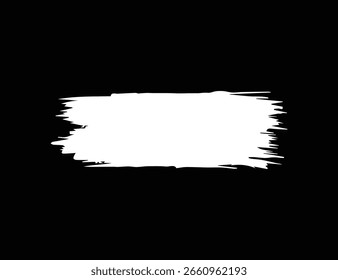 Pincelada De Pintura Blanca Sobre Elemento De Diseño De Fondo Negro.