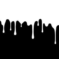 White Paint Dripping. Abstract Blob. Black Background.