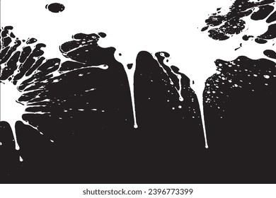 white paint grungy texture on black background, vector image of white paint splash texture