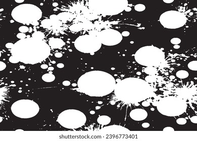 white paint grungy texture on black background, vector image of white paint splash texture