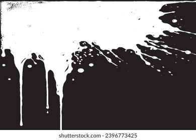 white paint grungy texture on black background, vector image of white paint splash texture
