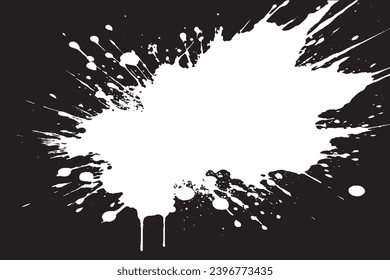 white paint grungy texture on black background, vector image of white paint splash texture