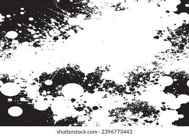 white paint grungy texture on black background, vector image of white paint splash texture