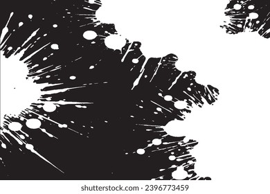 white paint grungy texture on black background, vector image of white paint splash texture