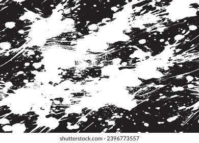 white paint grungy texture on black background, vector image of white paint splash texture
