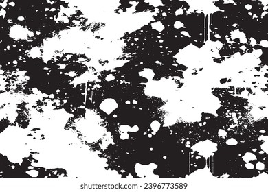 white paint grungy texture on black background, vector image of white paint splash texture