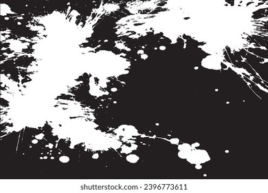 white paint grungy texture on black background, vector image of white paint splash texture