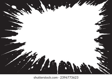 white paint grungy texture on black background, vector image of white paint splash texture