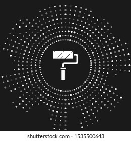 White Paint roller brush icon isolated on grey background. Abstract circle random dots. Vector Illustration