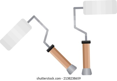 White paint roller, illustration, vector on a white background.