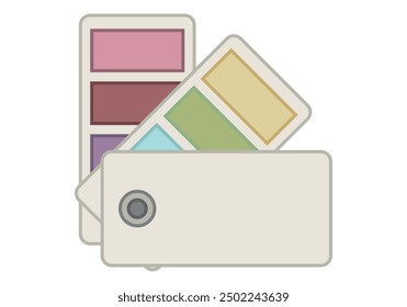 White paint sample cards on white background