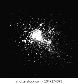 White paint splash. Vector stains isolated on black background.