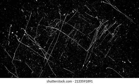 White Paint Splatter Isolated On Black Background. Distressed Overlay Texture. Water Splash Silhouette. Grunge Design Elements. Vector Illustration, EPS 10.