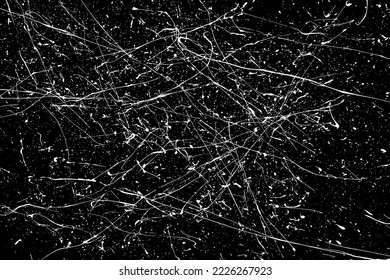 White Paint Splatter Isolated On Black Background. Distressed Overlay Texture. Water Splash Silhouette. Grunge Design Elements. Vector Illustration, EPS 10.