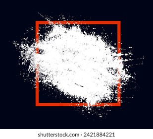 white paint splatter in a square vintage frame vector, a red brush stroke with white square on a black background, a red paint splatter brush, sale template, grunge brush