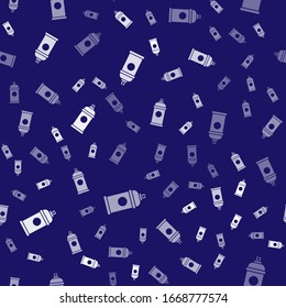 El spray White Paint puede enmarcar un patrón aislado sin fisuras en fondo azul. Ilustración vectorial