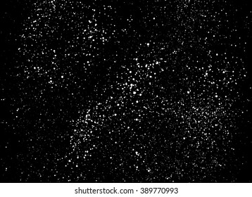 White paint stains overlay vector texture. Ink blots isolated on black background