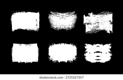 traços de tinta branca. Conjunto de traçados de pincel branco, linhas, Pincel mancha.Pincel de post grunge branco, coleção de pincel retangular. Formas em branco. Banners, insígnias, logotipos, ícones, etiquetas e distintivos coleção Grande coleção de tinta preta, pincéis de tinta, linhas, grungy. Elementos de design artístico sujo, caixas, quadros. Vetor il. Grunge grande conjunto de manchas pintar, linhas. Elementos de design artístico sujo, caixas, ilustração Vetor. Isolado no plano de fundo. Desenho à mão livre