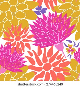 White and pale pink pattern with Dahlia and other flowers 