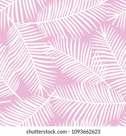 white palm leaves on a pink background exotic tropical hawaii seamless pattern vector.