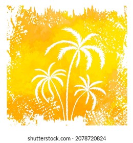 Palmeras blancas en un fondo amarillo gris. Ilustración del vector