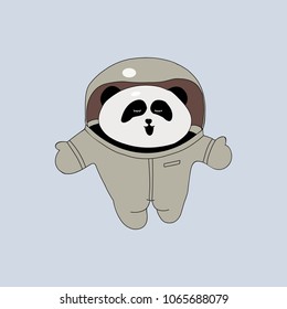 White panda astronaut in space suit. the pioneer.