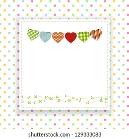 White Panel with Bunting on Polka Dot Background