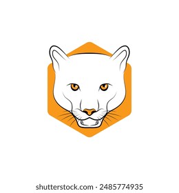 White Panther logo symbol, Wild animal, Panther face