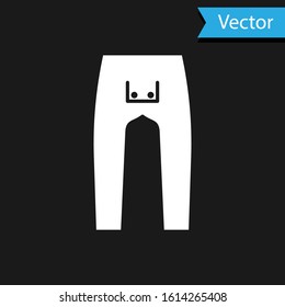White Pants icon isolated on black background.  Vector Illustration