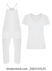 White pants and t shirt. vector illustration