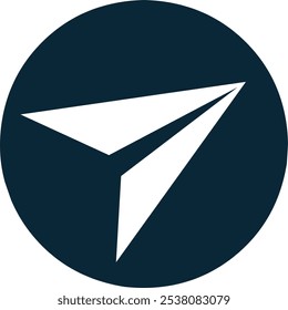 White paper airplane design inside a circle