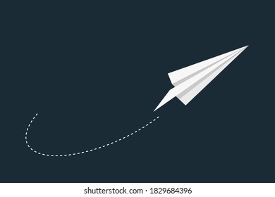White Paper airplane flying background. Vector illustration. Copy space