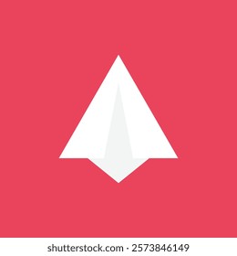 White Paper airplane icon isolated on red background.