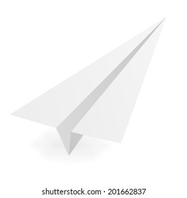 White paper airplane icon. Vector illustration