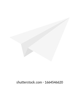 white paper airplane isolated on white background. vector illustration