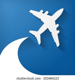 white paper airplane on the blue background
