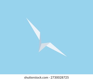 Vector de avión de papel blanco. Avión de papel de origami volando en el aire.