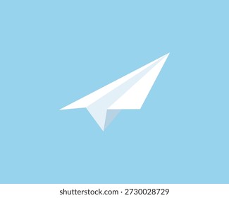 Vector de avión de papel blanco. Avión de papel de origami volando en el aire.