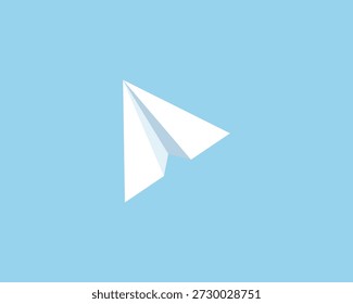 Vector de avión de papel blanco. Avión de papel de origami volando en el aire.