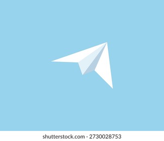 Vector de avión de papel blanco. Avión de papel de origami volando en el aire.