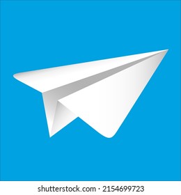 White paper airplanes flying over sky and takeoff. Origami paper plane flying on blue background. Avia travel concept.