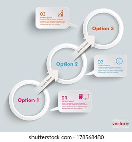 White paper arrows with 3 heads on the grey background. Eps 10 vector file.